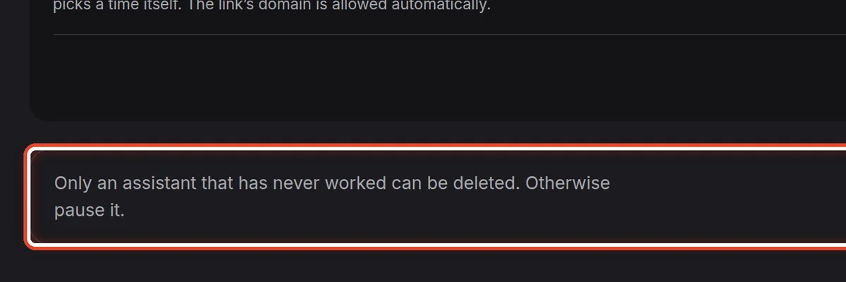 Close up — Delete the assistant
