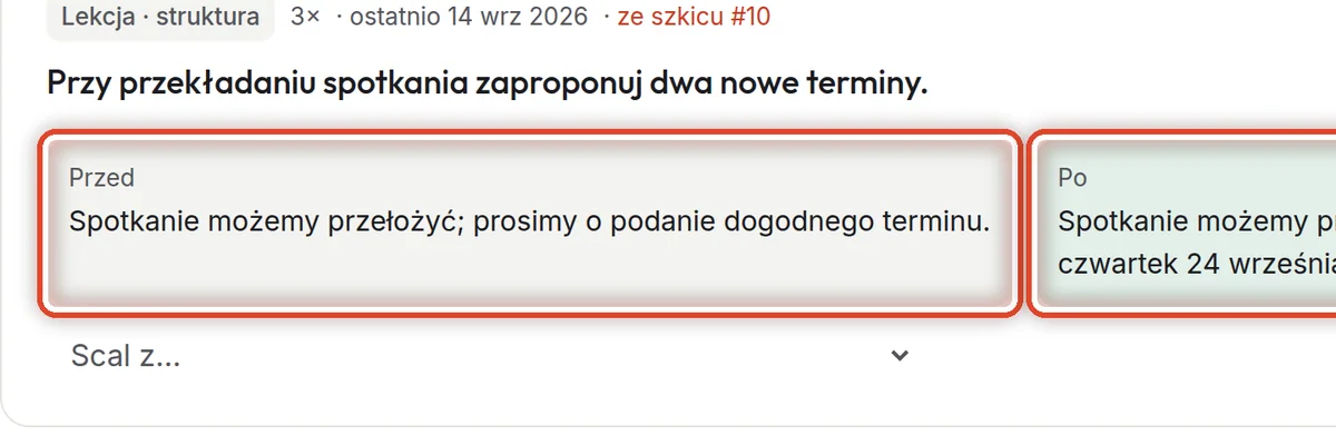 Zbliżenie – Przed i po