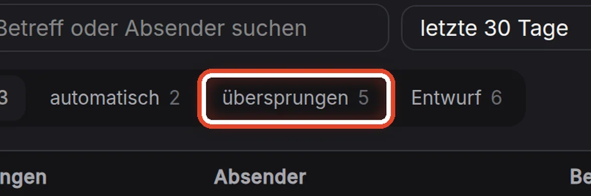 Nahaufnahme – Prüfen, was der Assistent übersprungen hat