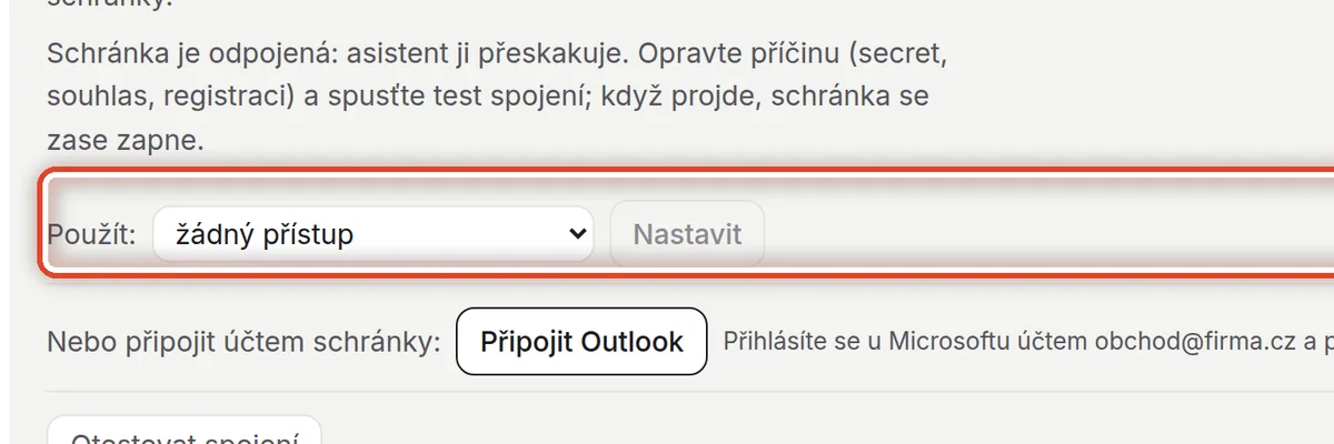 Detail — Registrace aplikace