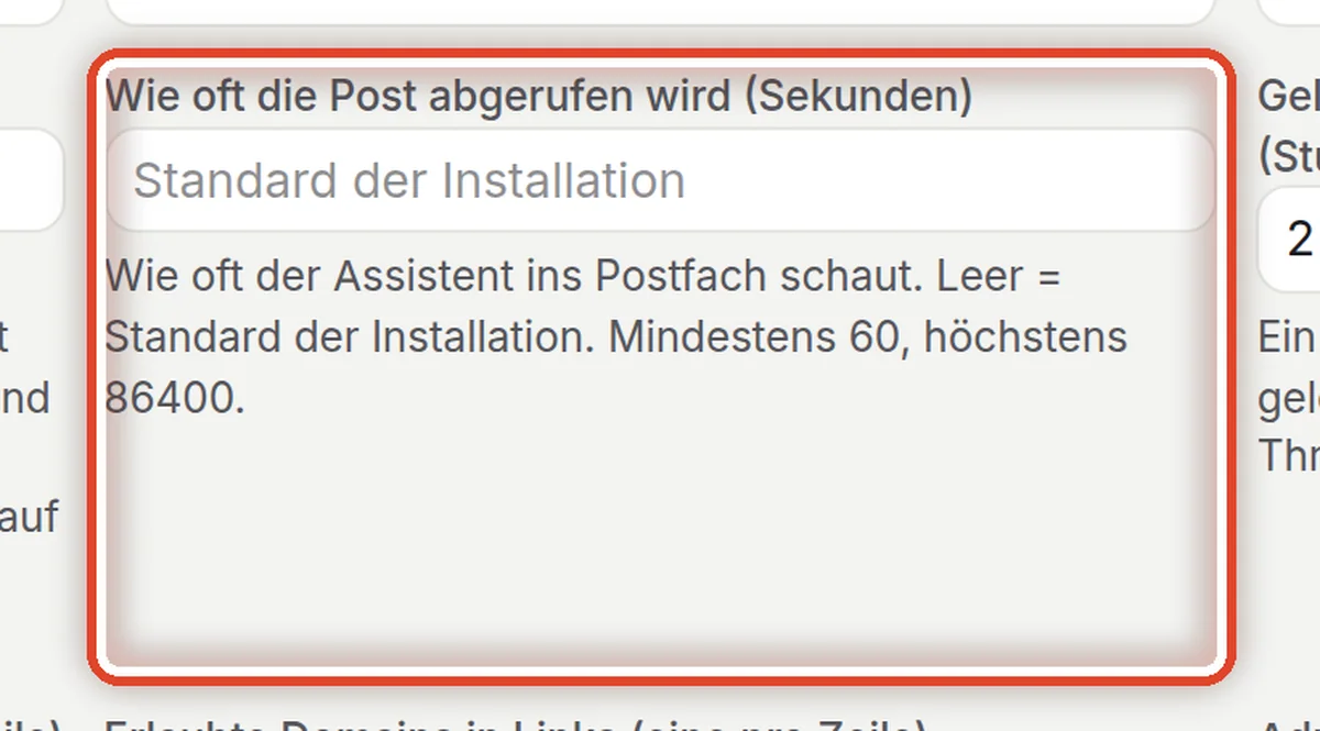 Nahaufnahme – Wie oft die Post abgerufen wird