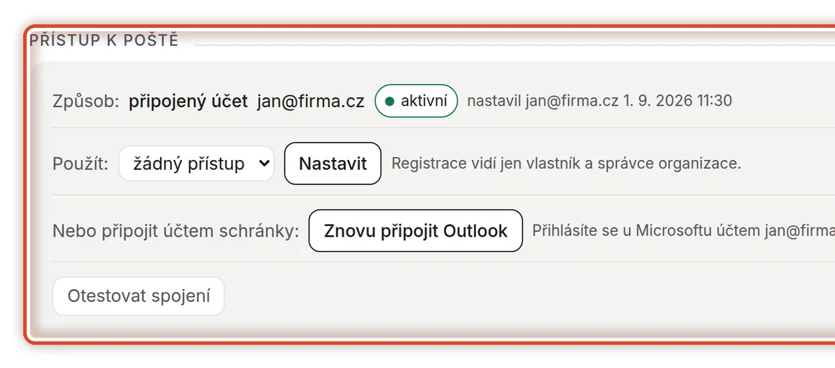 Detail — Přístup k poště