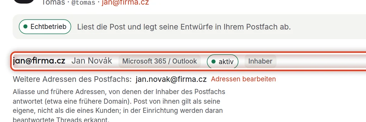 Nahaufnahme – Das Postfach des Assistenten