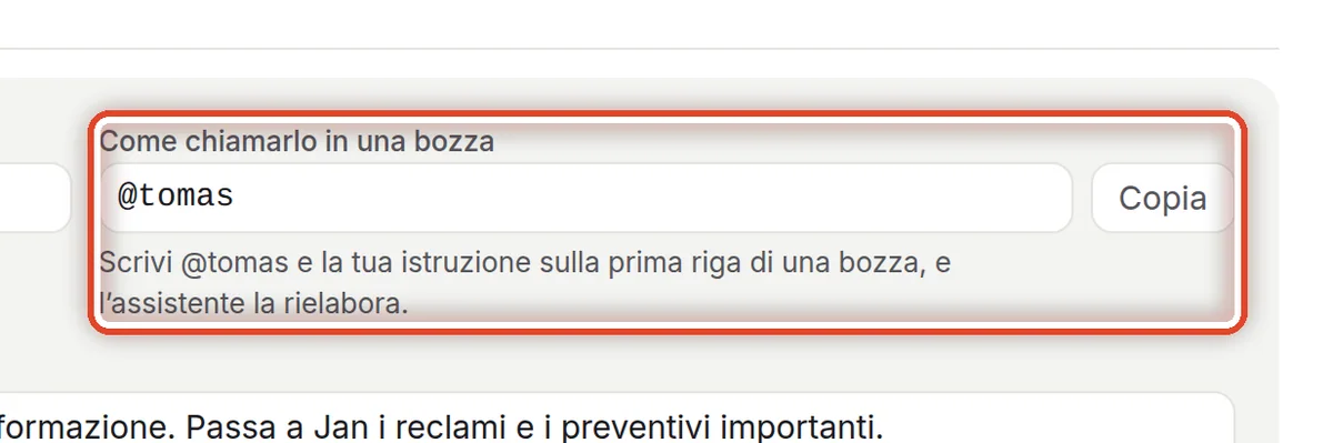 Da vicino – Come chiamarlo in una bozza