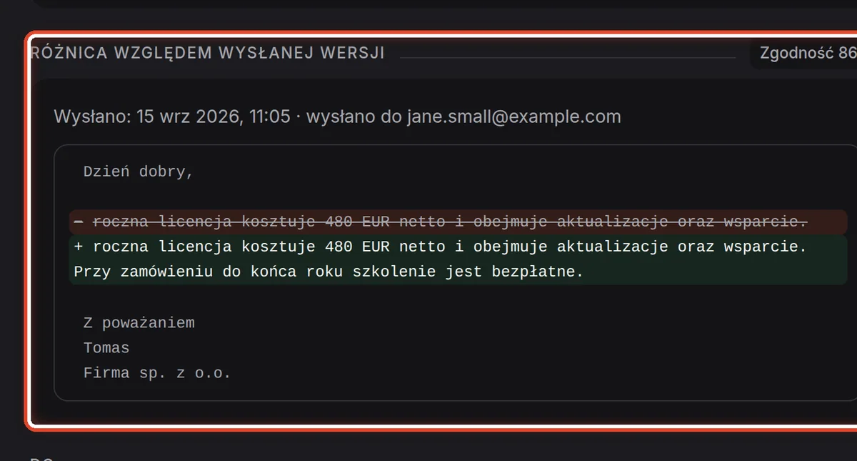 Zbliżenie – Co zmieniono w szkicu