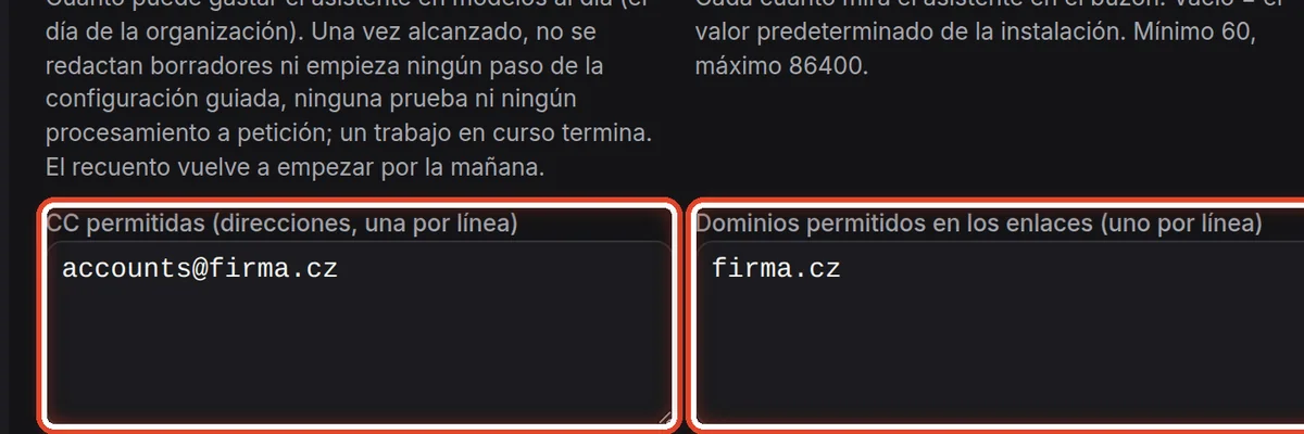 De cerca: CC permitidas, dominios y formularios