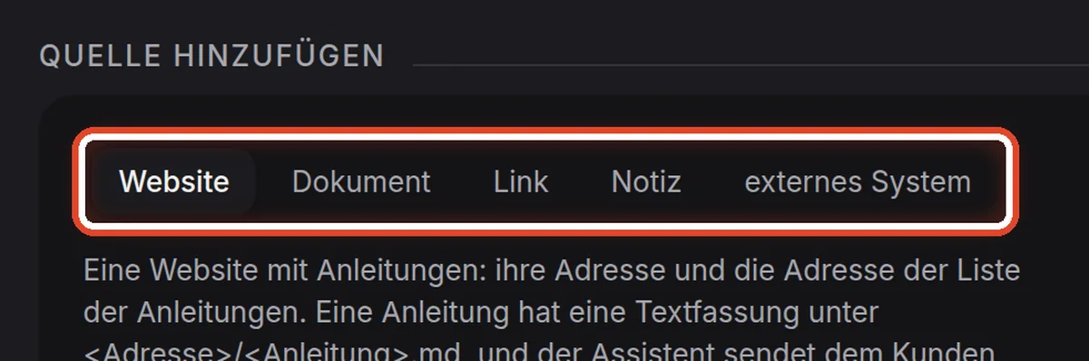 Nahaufnahme – Eine Quelle hinzufügen: die Art