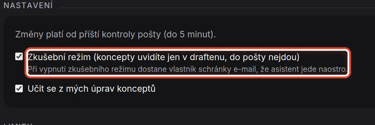 Detail — Nebo v Nastavení