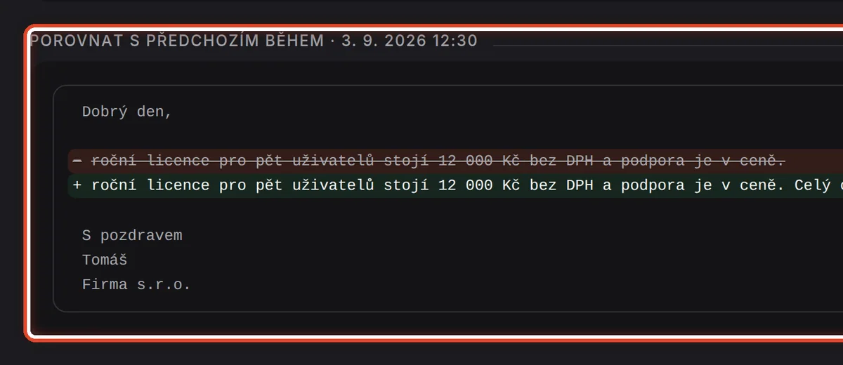 Detail — Porovnejte s předchozím během
