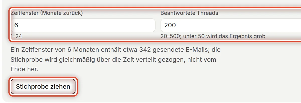 Nahaufnahme – Den Zeitraum bestätigen
