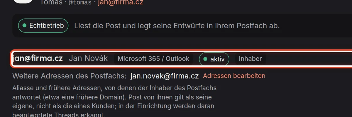 Nahaufnahme – Das Postfach des Assistenten