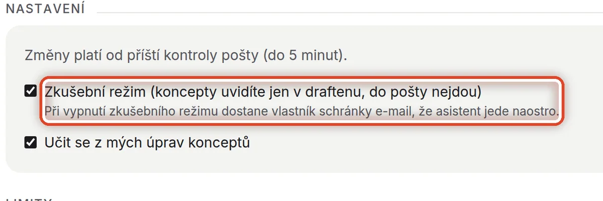 Detail — Nebo v Nastavení
