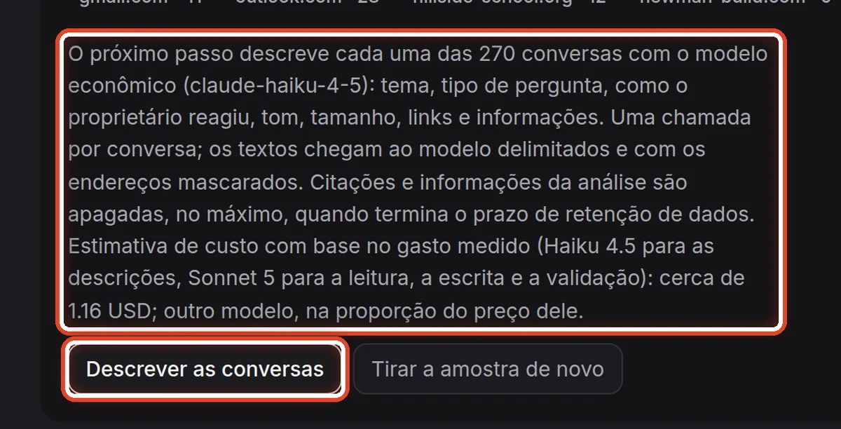 De perto – Mande descrever as conversas