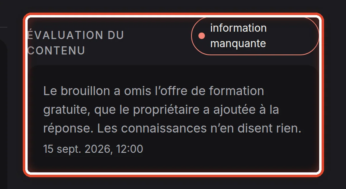 Gros plan – Pourquoi vous avez modifié le brouillon