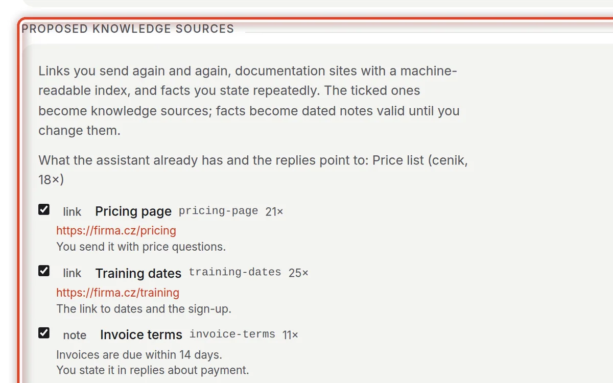 Close up — Pick the proposed sources