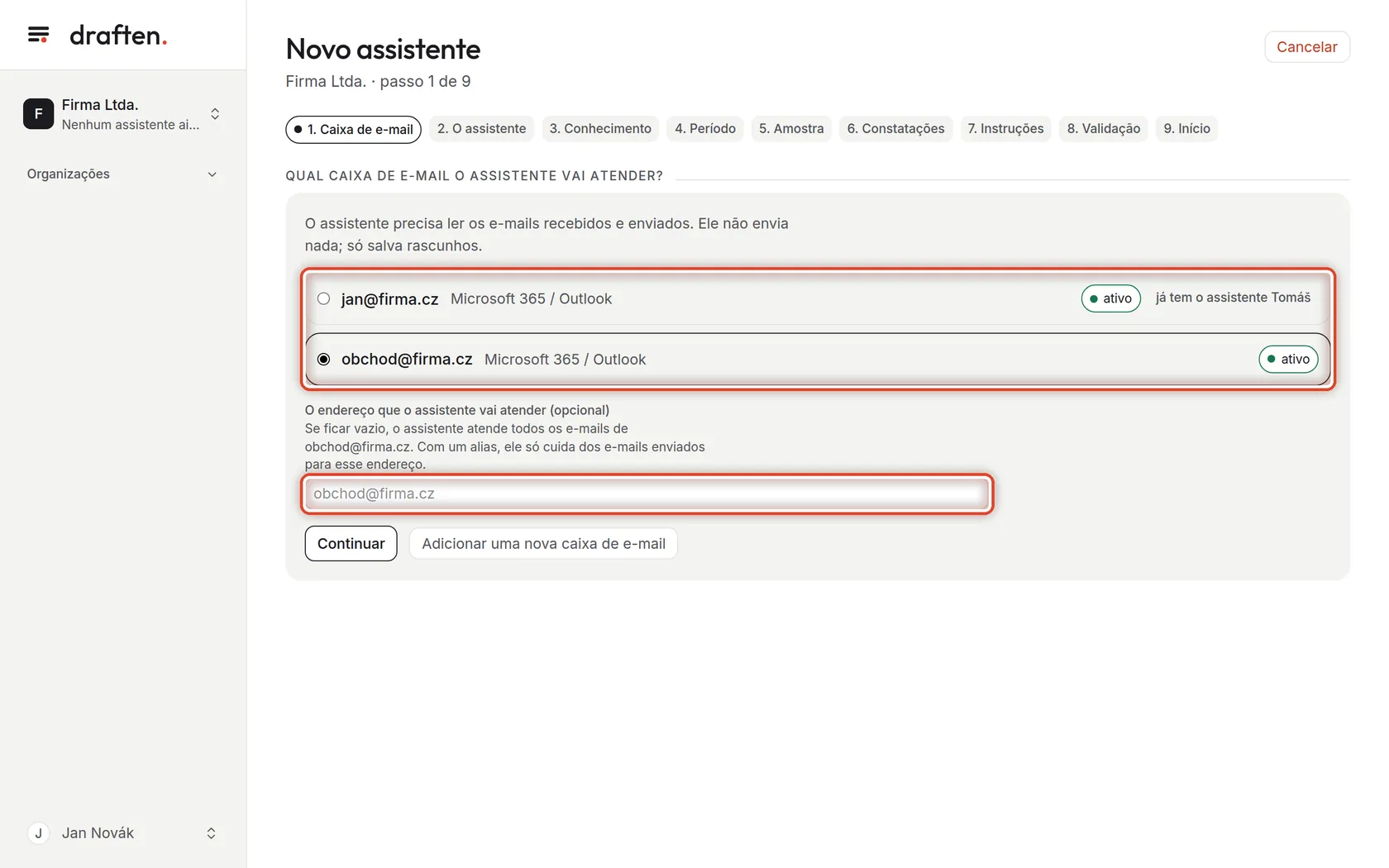 Captura de tela do passo 1