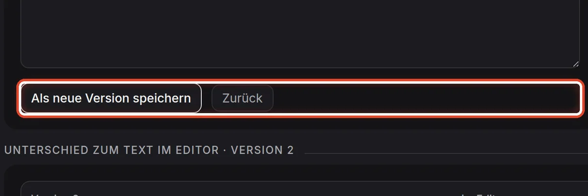 Nahaufnahme – Eine neue Version speichern