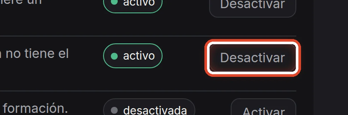 De cerca: Desactivar y activar