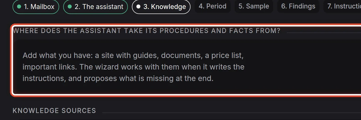 Close up — Add knowledge sources