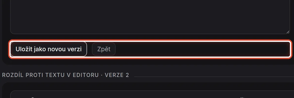 Detail — Uložte novou verzi