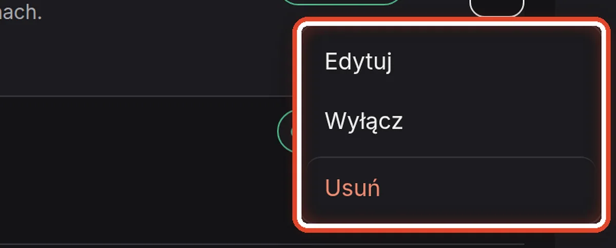 Zbliżenie – Edytuj, wyłącz, usuń