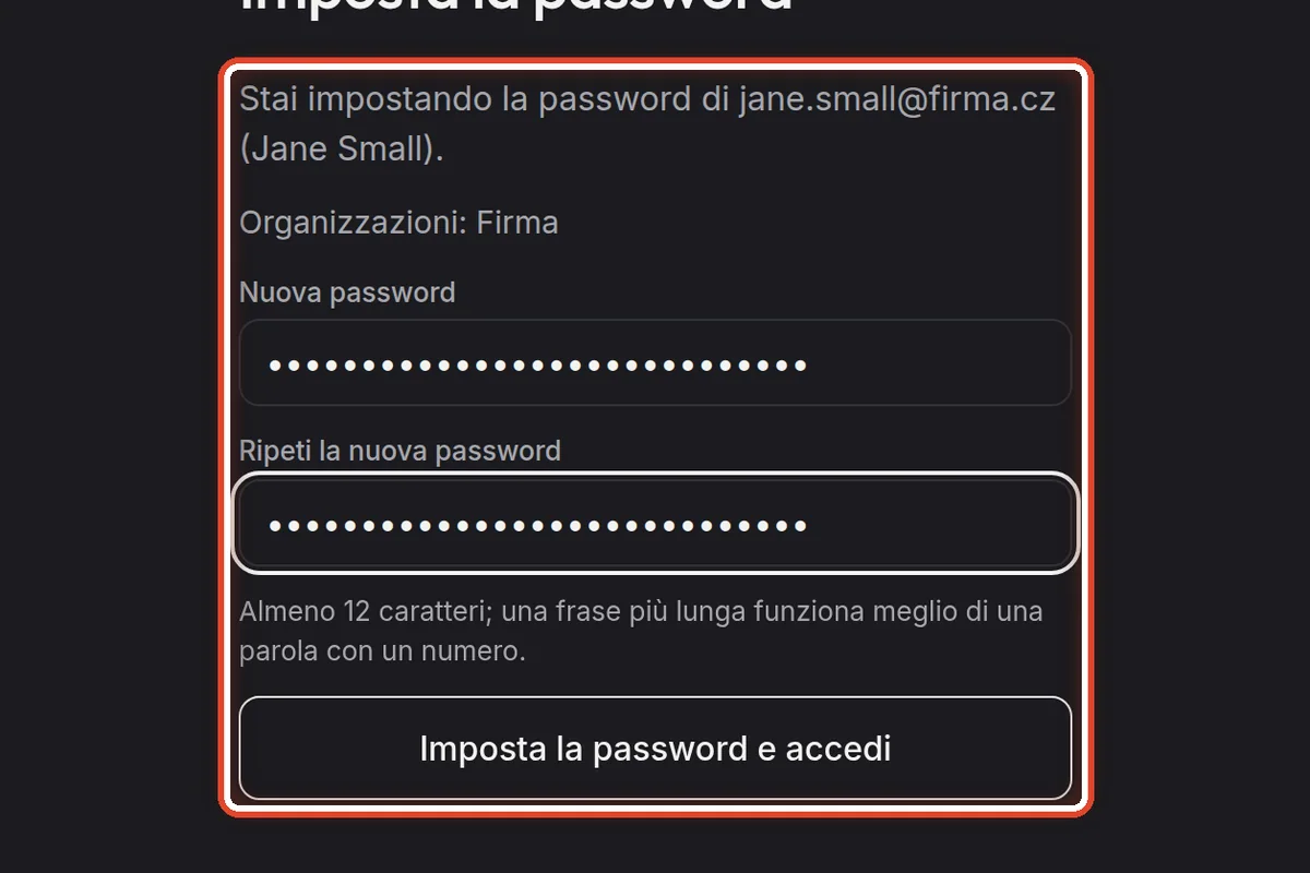 Da vicino – Imposta una nuova password