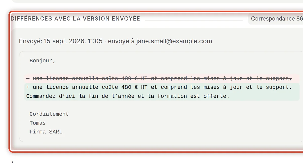 Gros plan – Ce que vous avez changé dans le brouillon