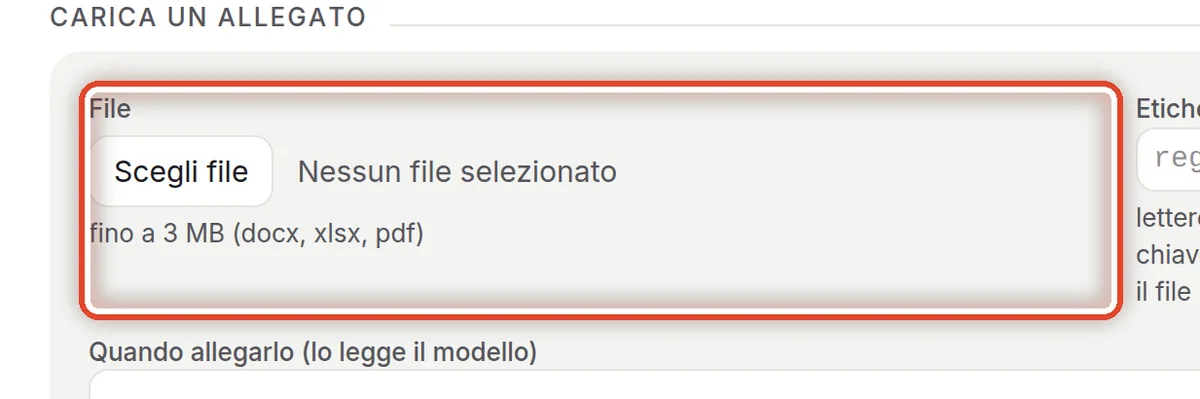 Da vicino – Carica un allegato: il file