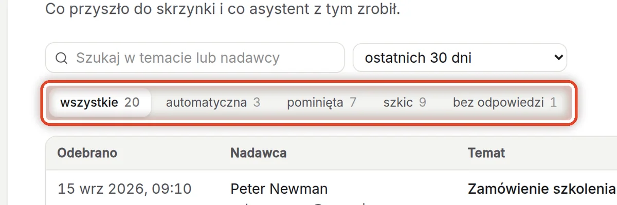 Zbliżenie – Wybierz status