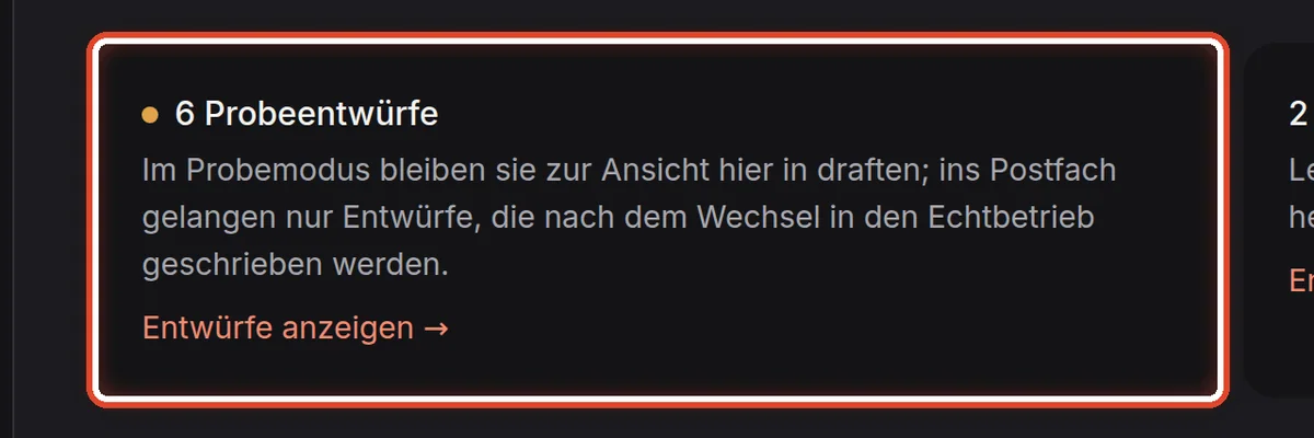 Nahaufnahme – Probeentwürfe