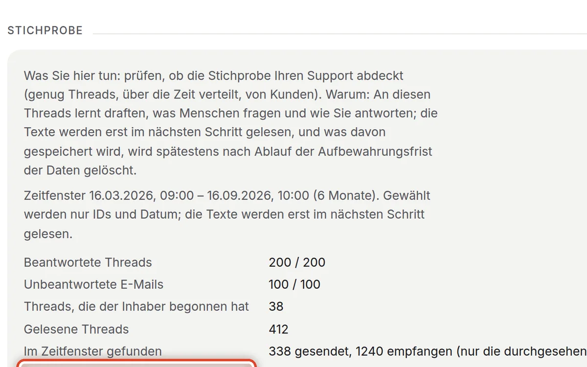 Nahaufnahme – Die Stichprobe prüfen