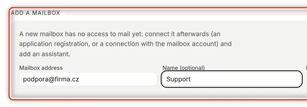 Close up — Add a mailbox