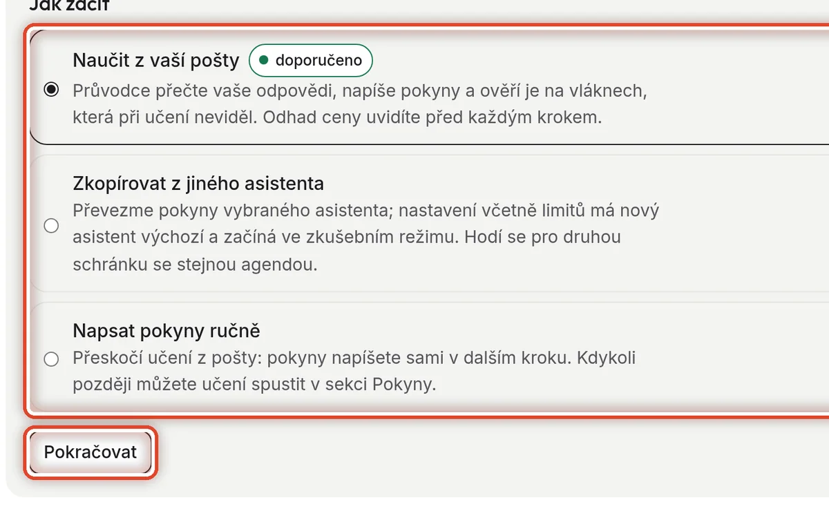 Detail — Vyberte, jak začít