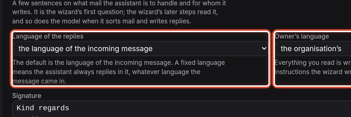 Close up — Language of the replies and the owner's language