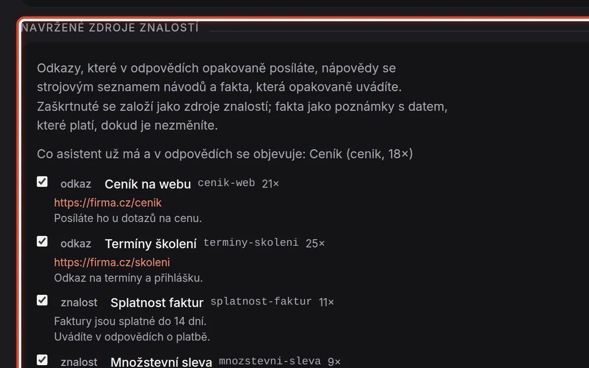 Detail — Vyberte navržené zdroje