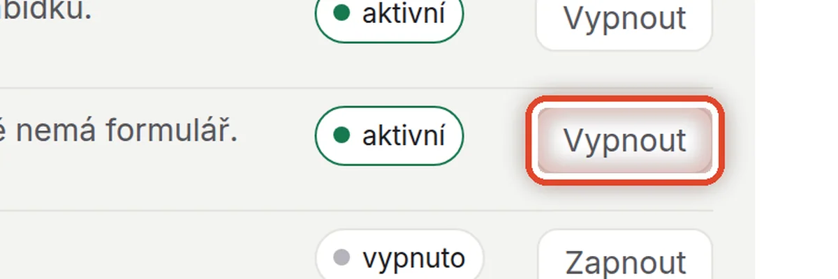 Detail — Vypnout a zapnout
