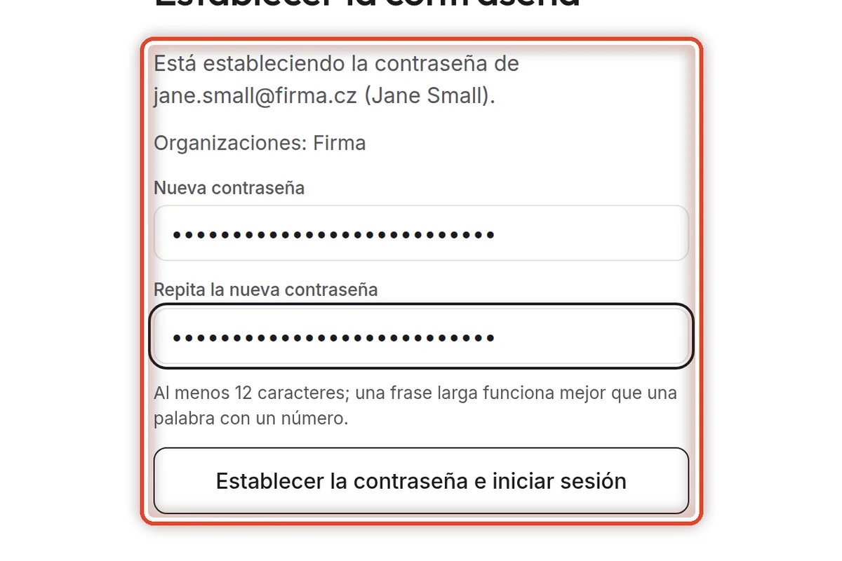 De cerca: Establezca una contraseña nueva