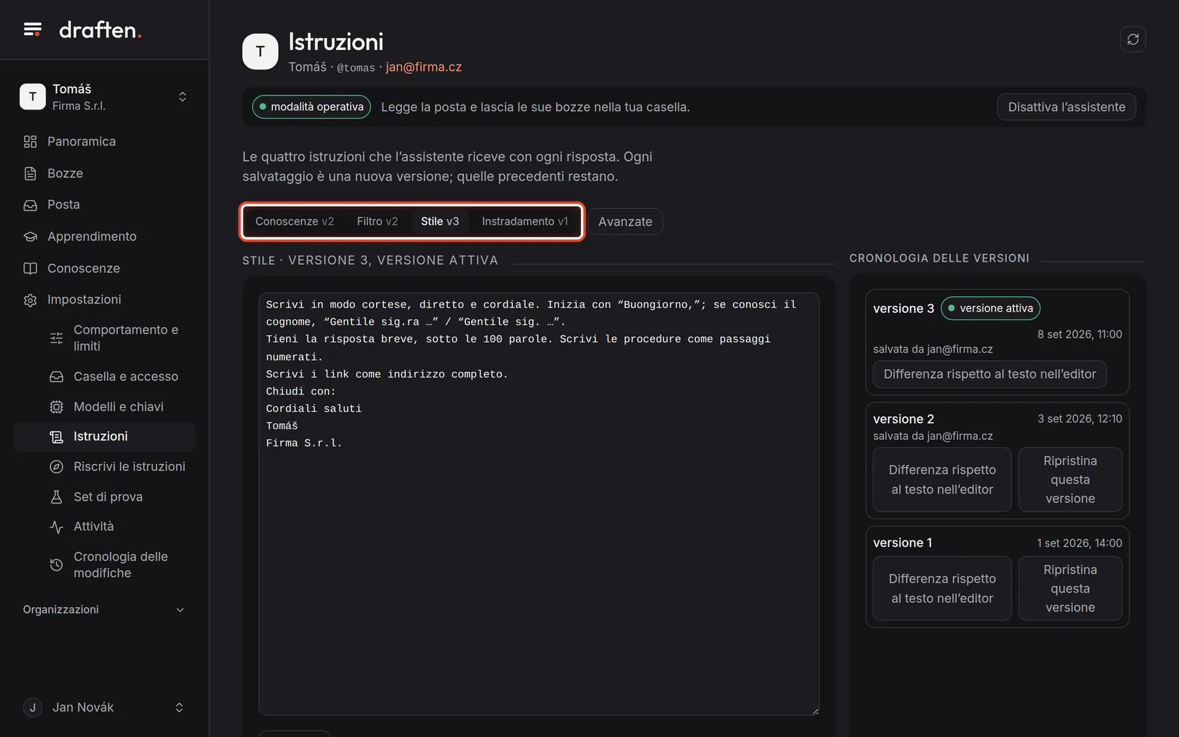 Screenshot del passo 1