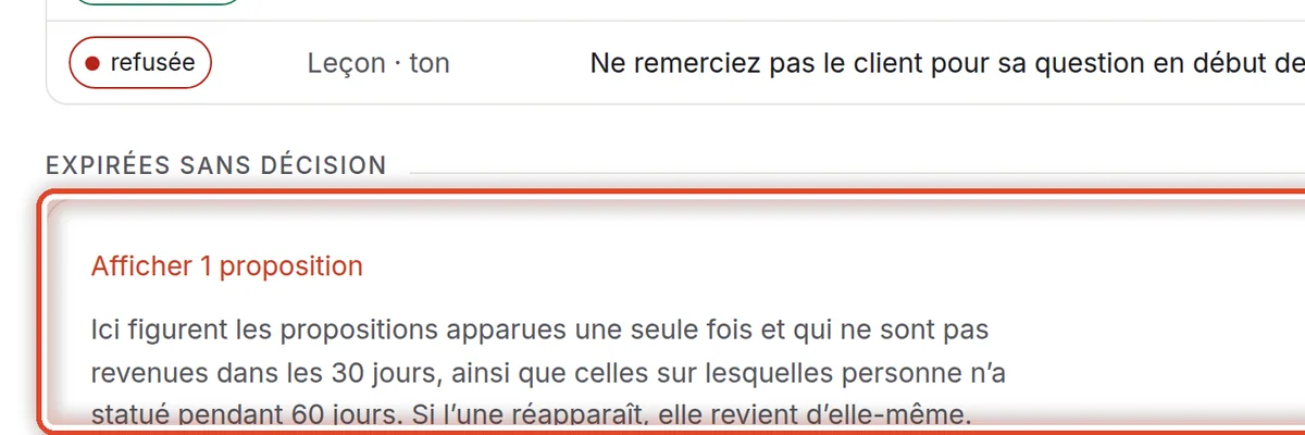 Gros plan – Expirées sans décision