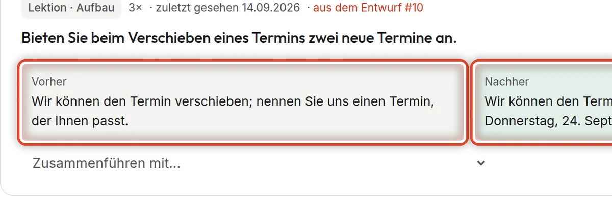 Nahaufnahme – Vorher und nachher