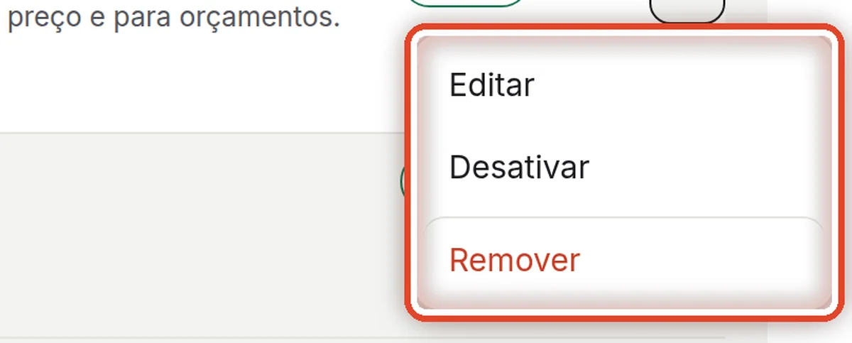 De perto – Editar, desativar, remover