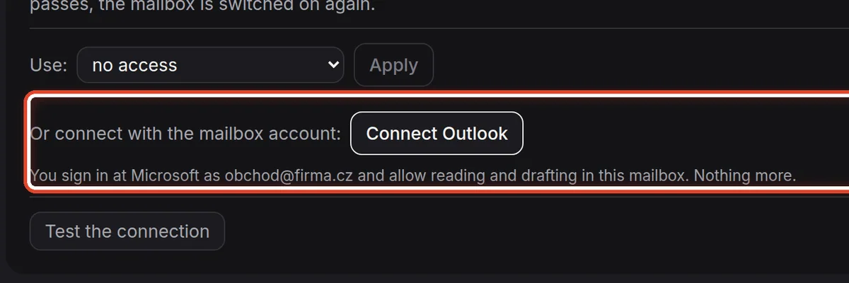 Close up — Or connect with the account