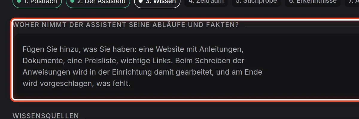 Nahaufnahme – Wissensquellen hinzufügen