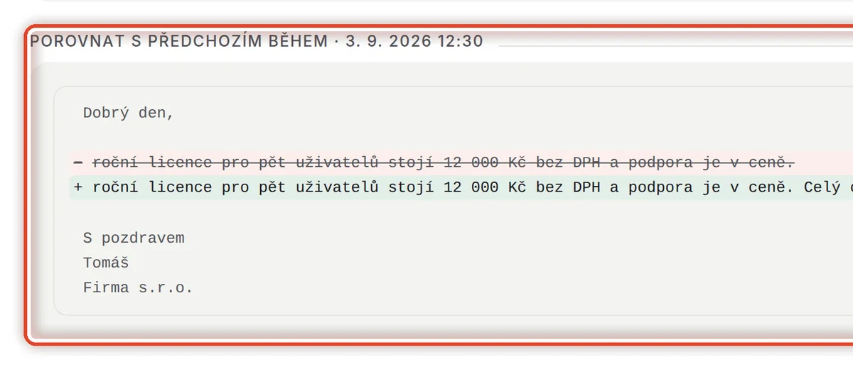Detail — Porovnejte s předchozím během