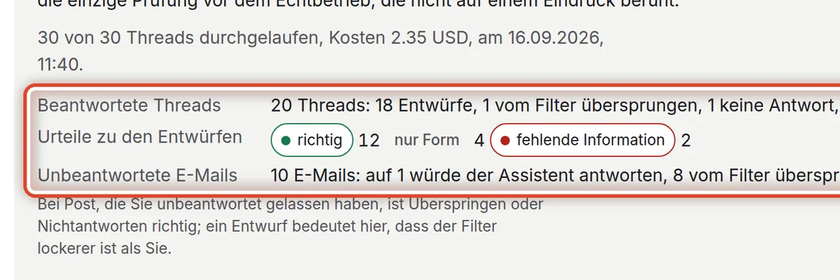 Nahaufnahme – Das Ergebnis der Prüfung lesen