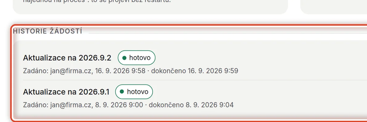 Detail — Historie žádostí
