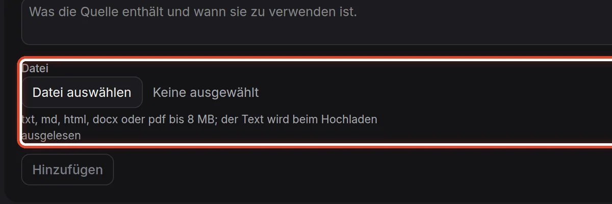Nahaufnahme – Dokument: eine Datei hochladen