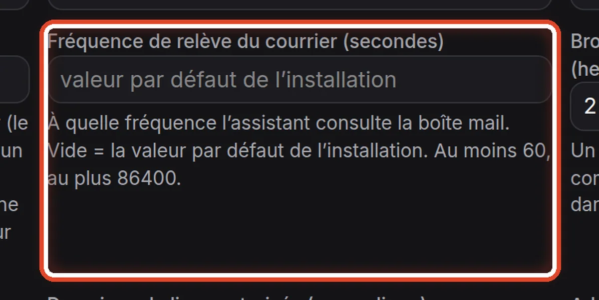 Gros plan – Fréquence de relève du courrier