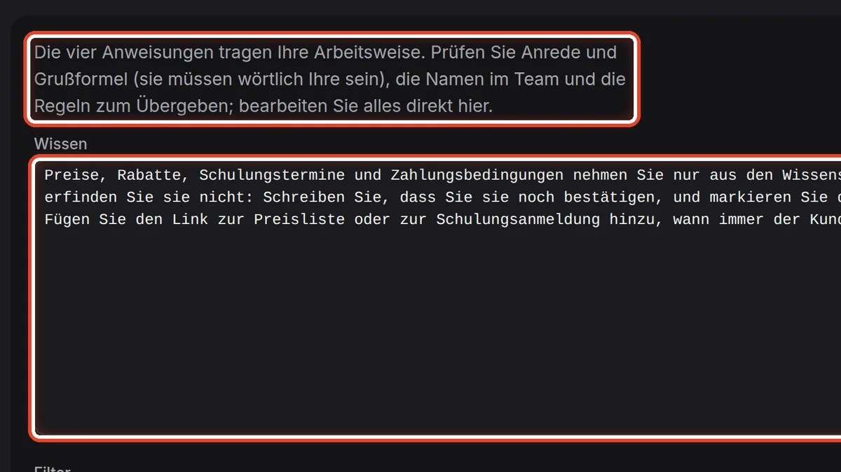 Nahaufnahme – Die Anweisungen lesen