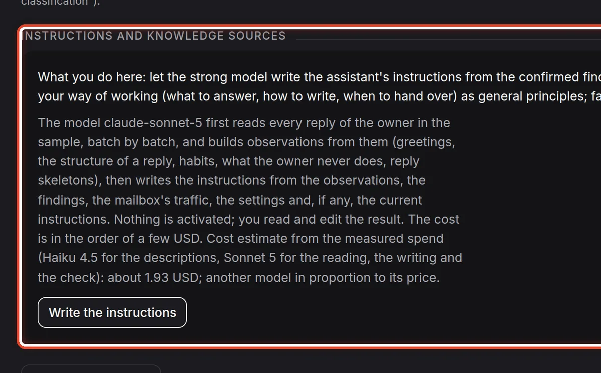 Close up — Have the instructions written